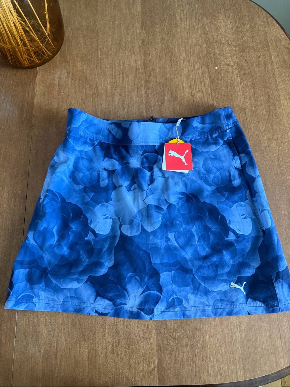 Puma Blue Floral-Print Athletic Mini Skirt